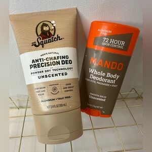 Dr. Squatch Men's Natural Anti-Chafing
Precision Deodorant & Mando Deodorant New